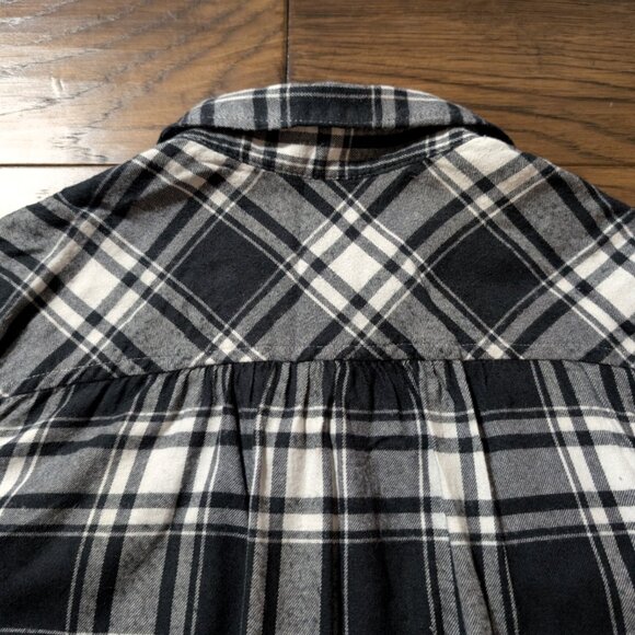 aerie plaid flannel shirt black white size XS - Picture 10 of 16